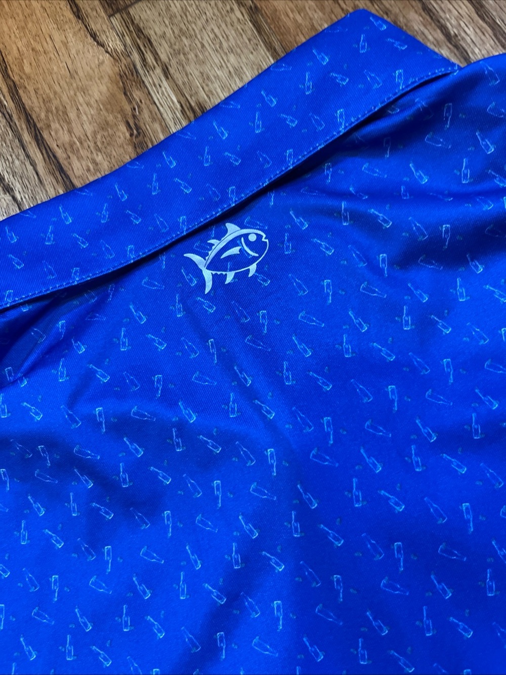 Southern Tide Men’s L Micro-print Performance Golf Polo Moisture Wicking Blue